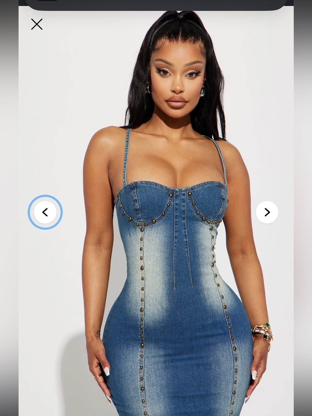 Denim beaded gown Corset Maxi Dress - Blue- country festival stagecoach cowgirl - Picture 3 of 3